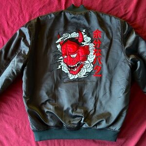 Rare Extra Butter Hanya Satin varsity Jacket with embroidered Devil design